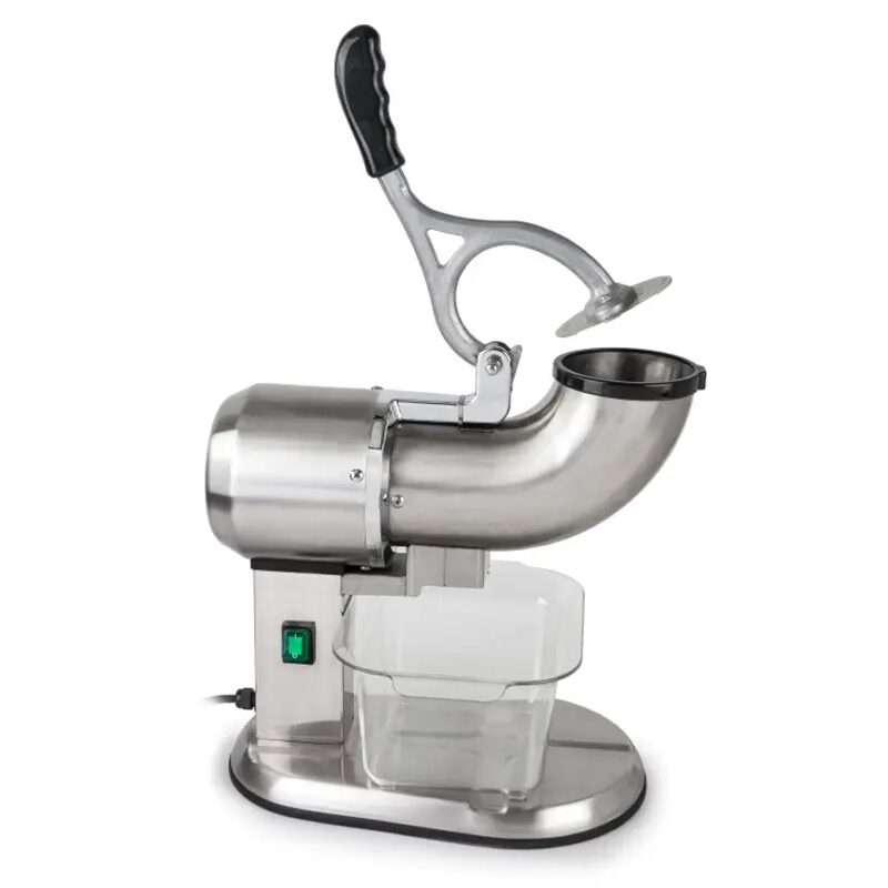 Máquina trituradora de hielo industrial en acero inoxidable.